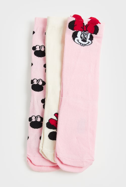 Girls Minnie Crew Length Socks - Pack of 3