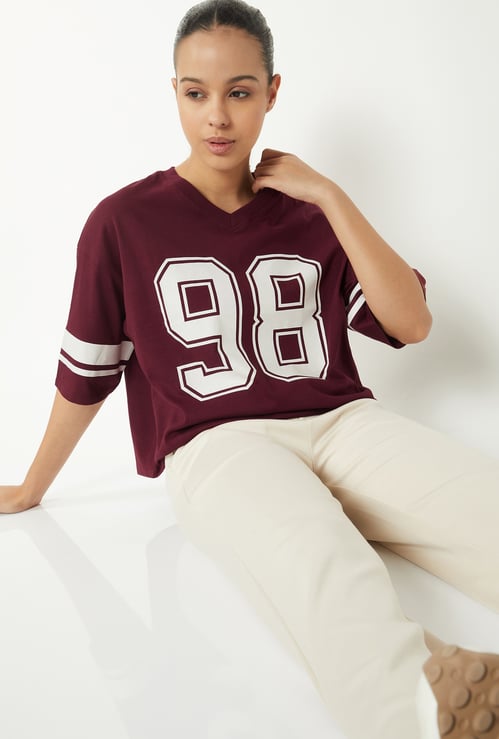 Women Printed Boxy Fit Sports T-shirt