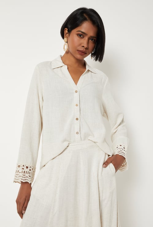 Women Lace Embroidered Regular Fit Shirt