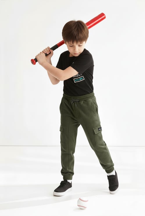 Boys Solid Cargo Joggers