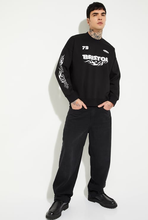 URB_N Men Printed Oversized Sweatshirt