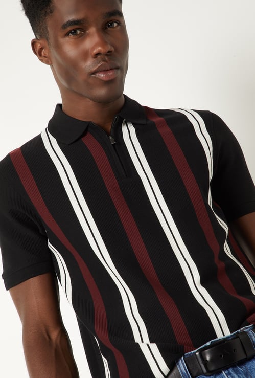 Men Striped Polo T-shirt