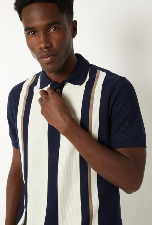 Men Striped Polo T-shirt