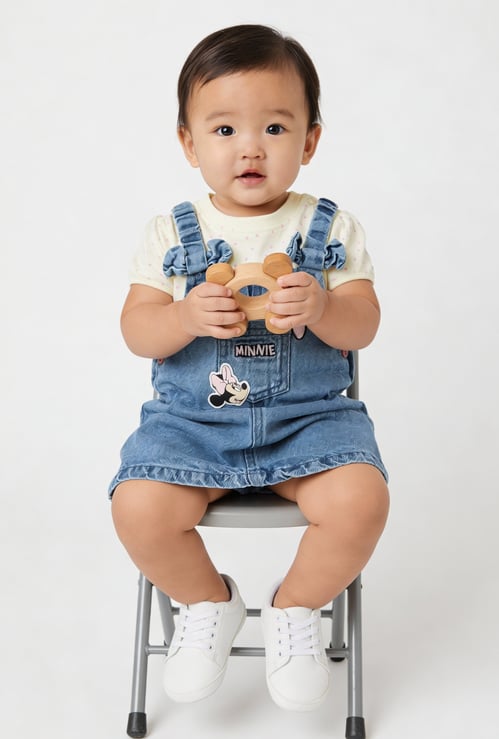 Girls Minnie Applique Dress with T-shirt