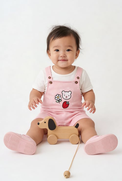 Girls Applique Dungaree with T-shirt