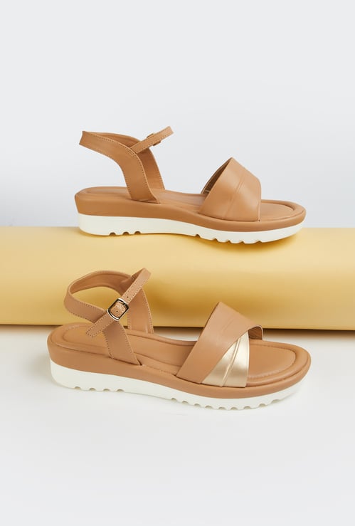 Women Solid Ankle Strap Wedges