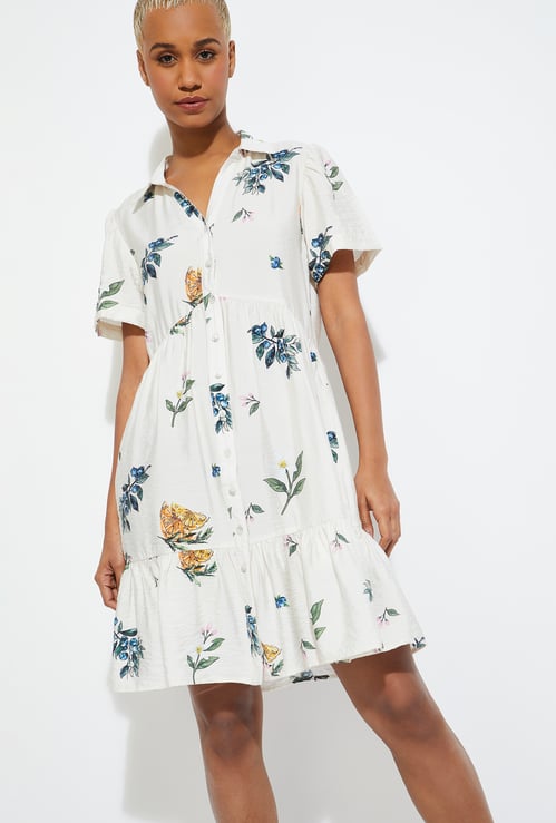 ALAYA F x URB_N Women Printed Fit & Flare Shirt Dress