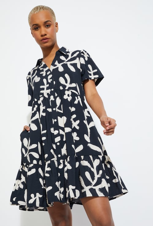 ALAYA F x URB_N Women Printed Fit & Flare Shirt Dress