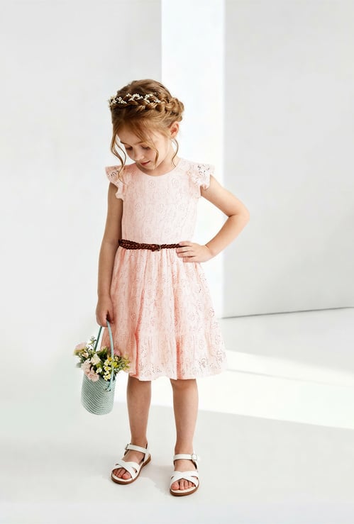 Girls Lace Dress with Belt