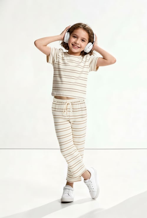 Girls Striped Shorts Set