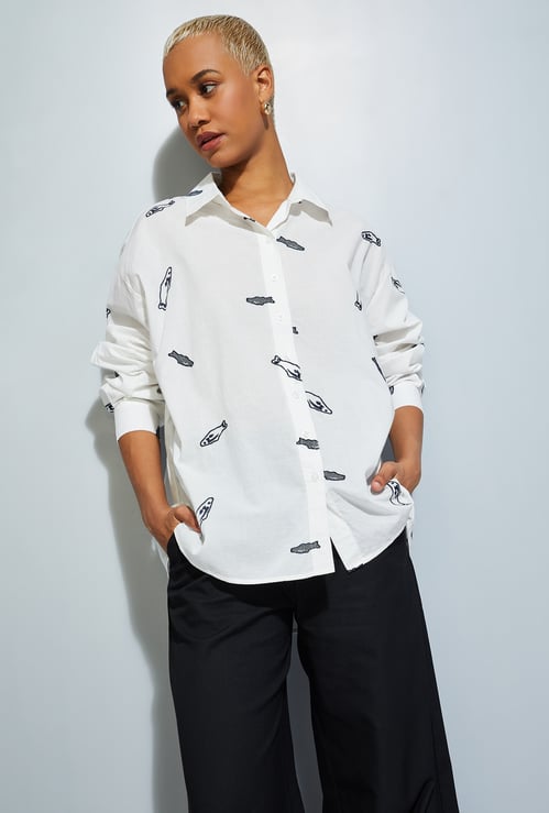 ALAYA F x URB_N Women Embroidered Oversized Top
