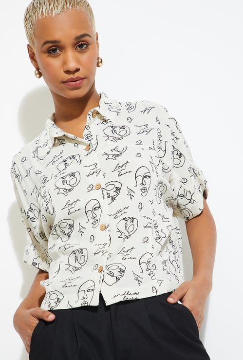 ALAYA F X URB_N Women Printed Boxy Fit Shirt
