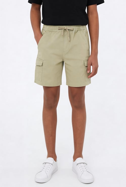 Boys Solid Cargo Shorts