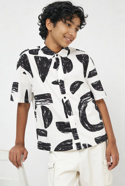 Boys Oversized Printed Shirt