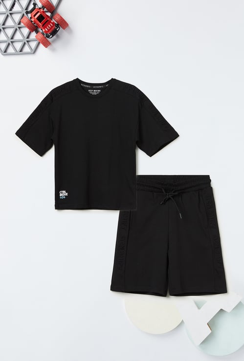 Boys Solid Shorts Set