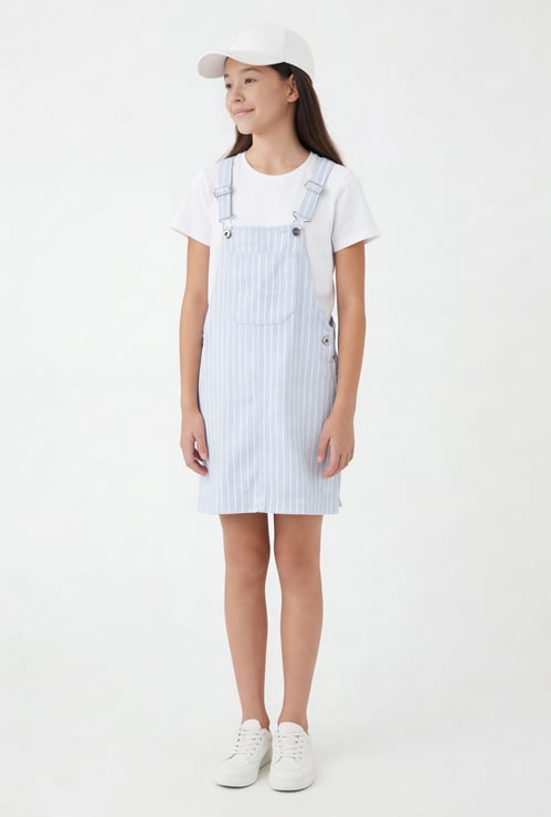 Girls Striped Pinafore Dress with T-shirt