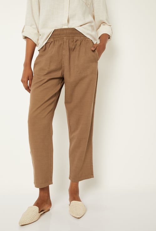 Women Solid Ankle Length Trousers