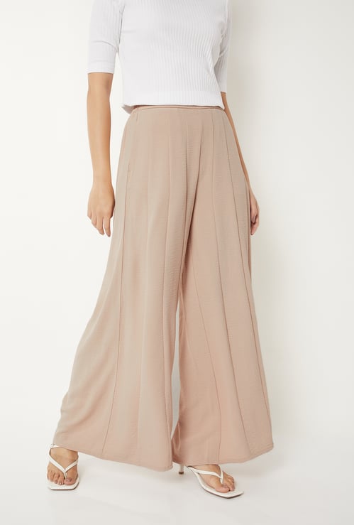 Women Panelled Flared Trousers