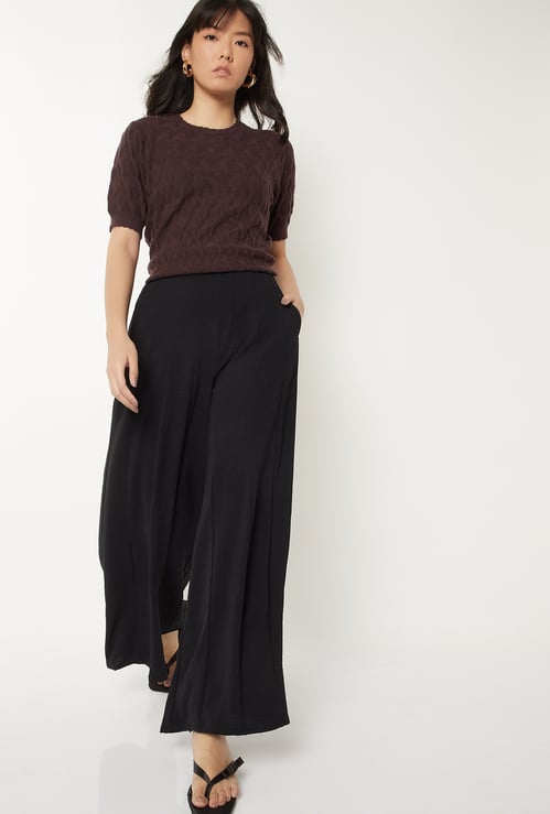 Women Panelled Flared Trousers