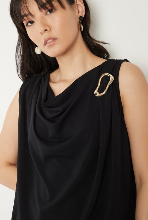 Women Solid Cowl Neck Top
