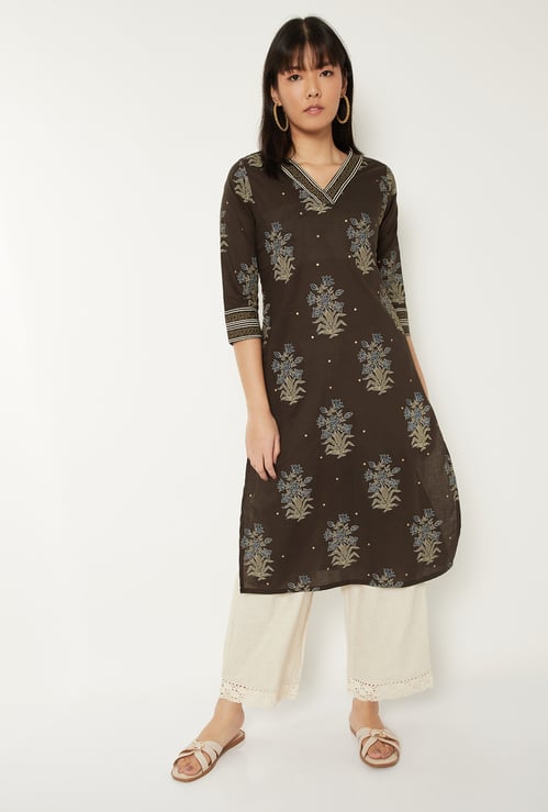 Women Floral Print Straight Kurta