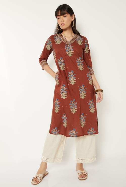 Women Floral Print Straight Kurta