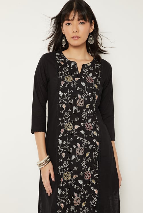 Women Embroidered Straight Kurta Set