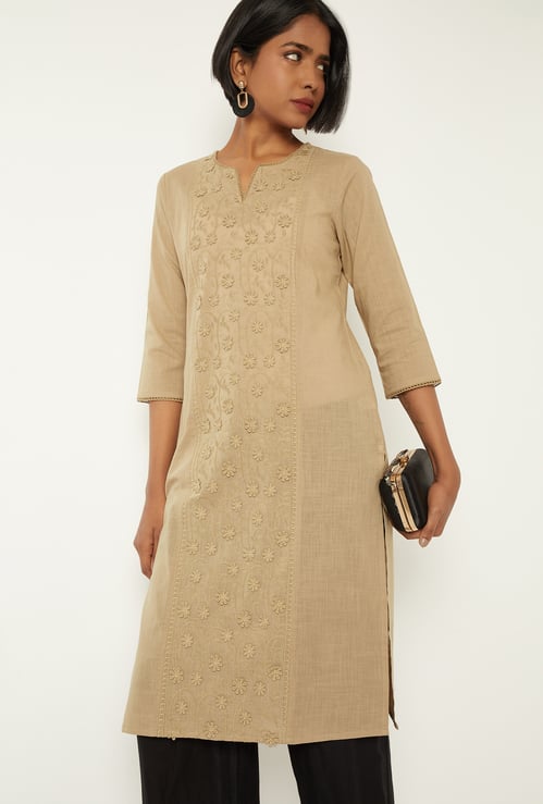 Women Embroidered Straight Kurta