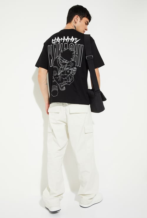 URB_N Men Kakashi Print Oversized T-shirt