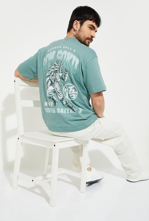 URB_N Men Goku Print Oversized T-shirt