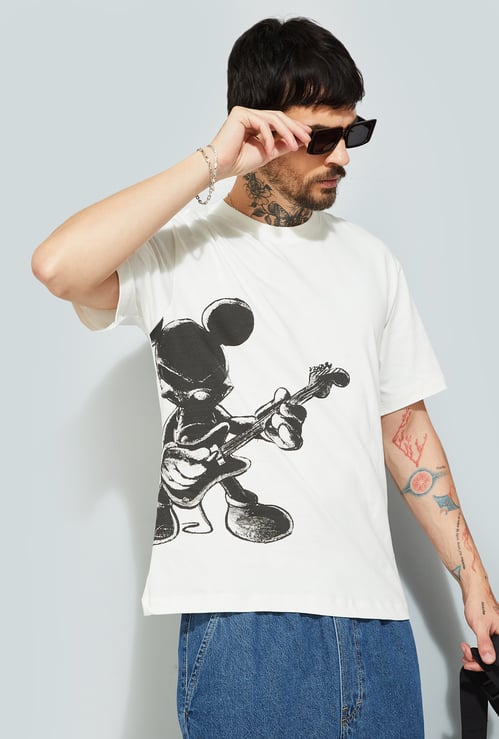 URB_N Men Mickey Mouse Printed Oversized T-shirt