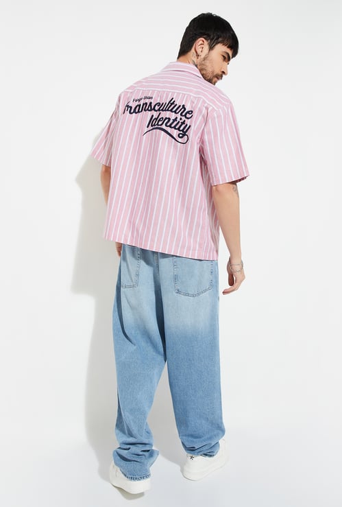 URB_N Men Striped Oversized Shirt