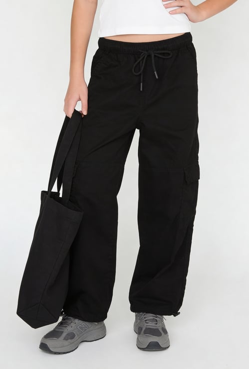 Girls Solid Parachute Cargos