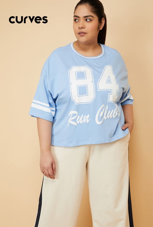 Women Printed Boxy Fit Sports T-shirt