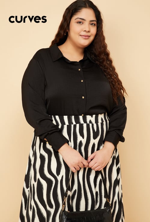 Women Textured Regular Fit Satin Finish Shirt