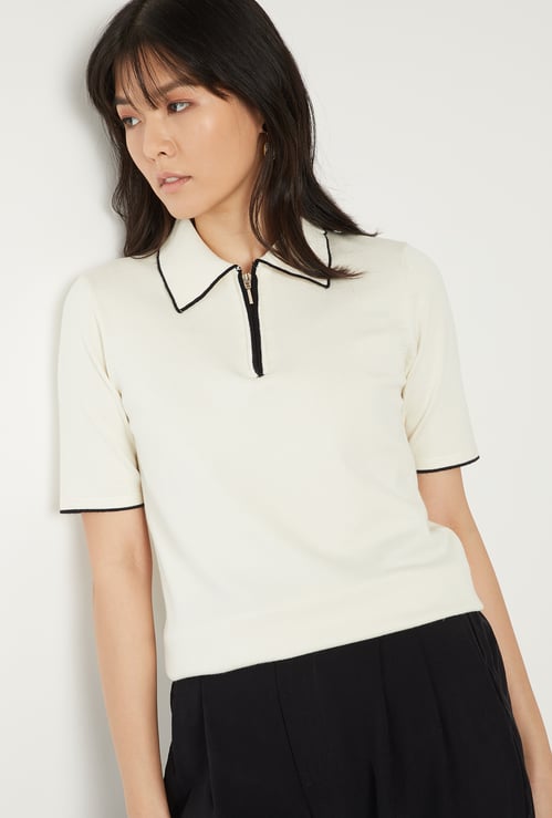 Women Solid Polo T-shirt