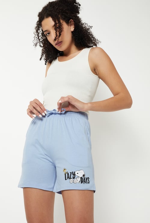 Women Snoopy Print Shorts