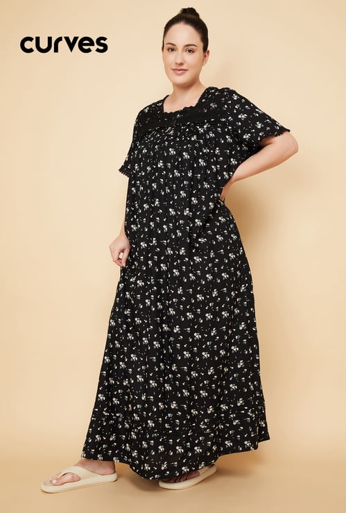 Women Floral Print Night Gown