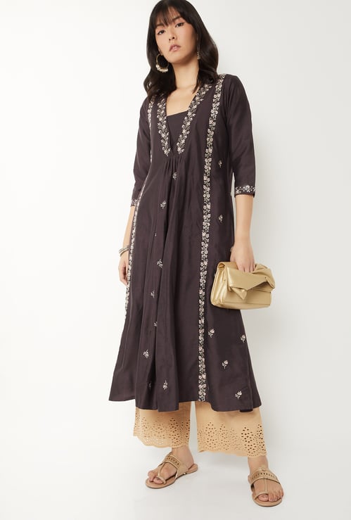 Women Embroidered A-line Kurta