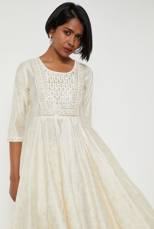Women Yoke Embellished A-line Kurta
