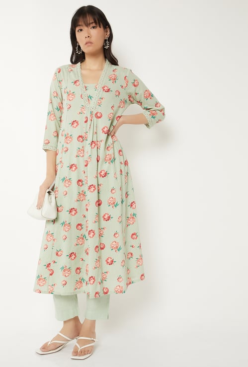 Women Floral Print A-line Kurta Set