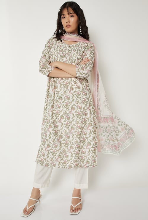 Women Floral Print Straight Kurta Set