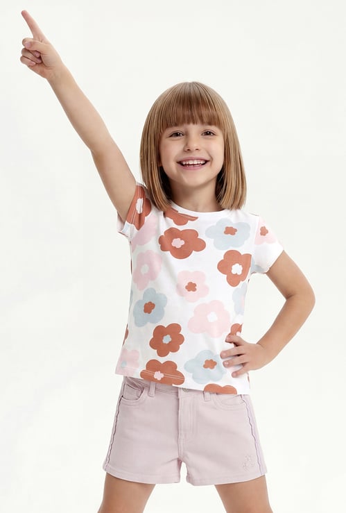 Girls Floral Print T-shirt