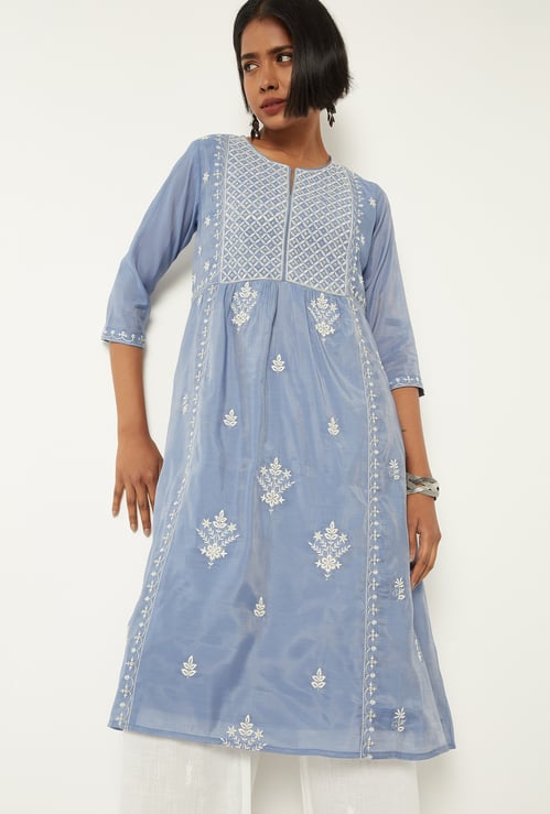 Women Embroidered A-Line Kurta