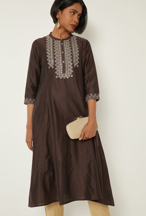Women Embroidered A-line Kurta