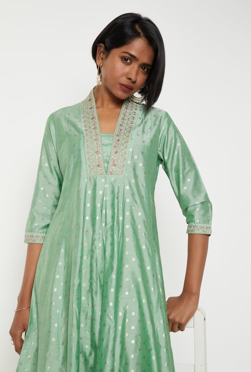 Women Woven Design A-line Kurta