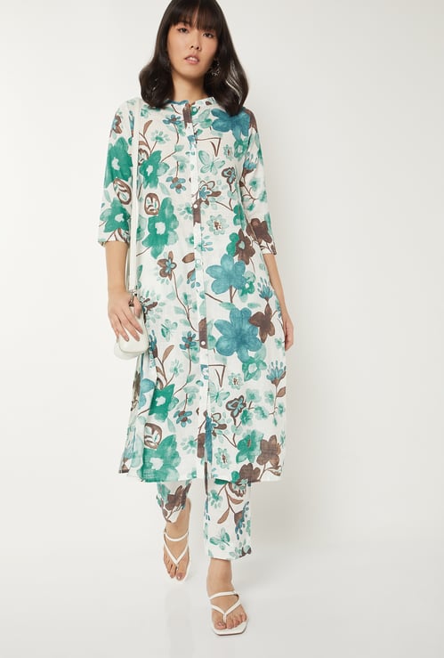 Women Floral Print Straight Kurta Set