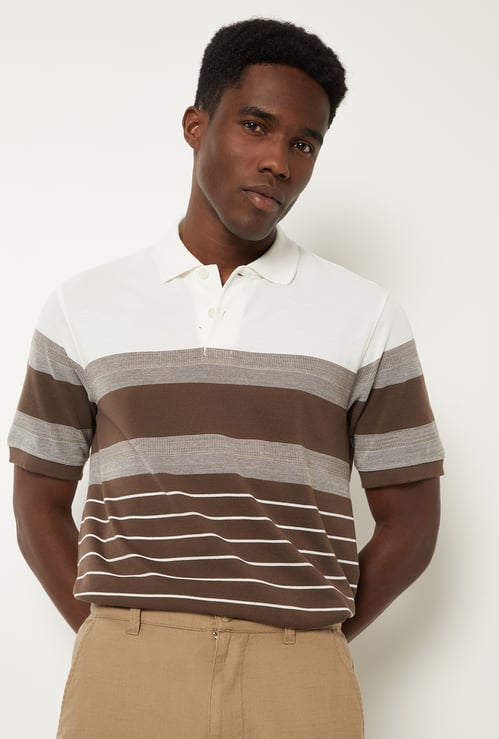 Men Striped Polo T-shirt