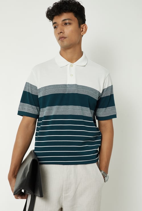 Men Striped Polo T-shirt