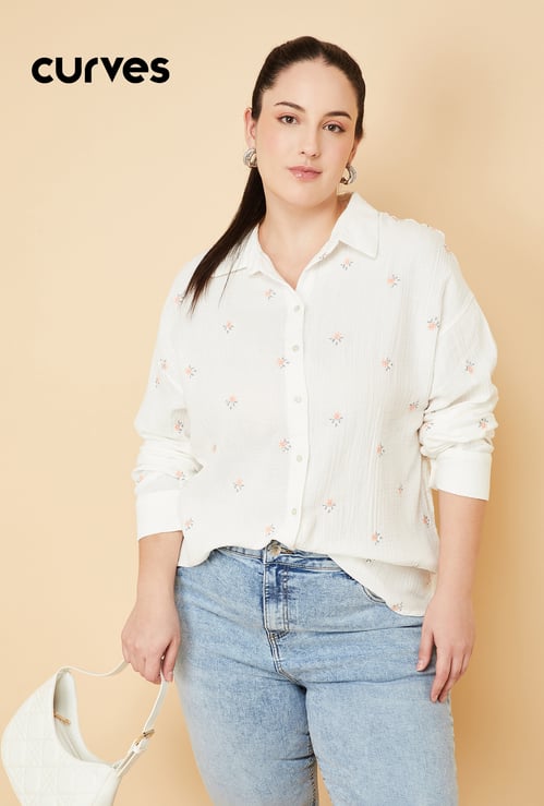 Women Embroidered Regular Fit Shirt